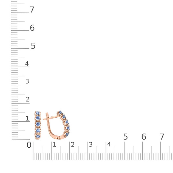Серьги Дорожки из красного золота с 10 циркониями