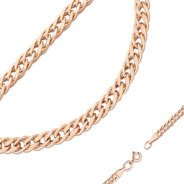 Цепь плетение двойной ромб ⌀ нити 0,70 мм  из красного золота
