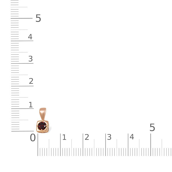 Подвеска Квадрат из красного золота с гранатом