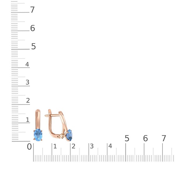 Серьги из красного золота с 2 топазами swiss