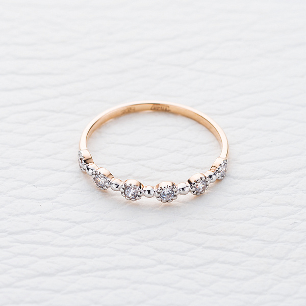 Кольцо из красного золота с 6 фианитами