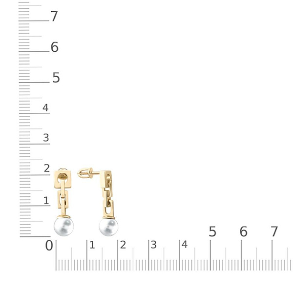 Серьги-пусеты из жёлтого золота с 2 жемчужинами