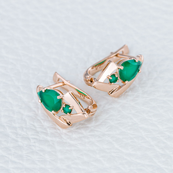 Серьги из красного золота с 4 агатами