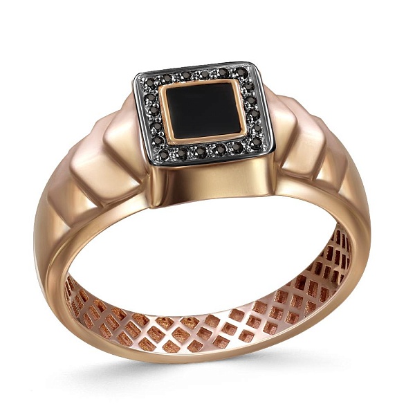 Печатка из красного золота с 20 фианитами