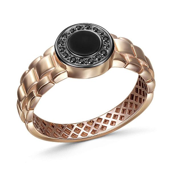 Печатка из красного золота с 16 фианитами