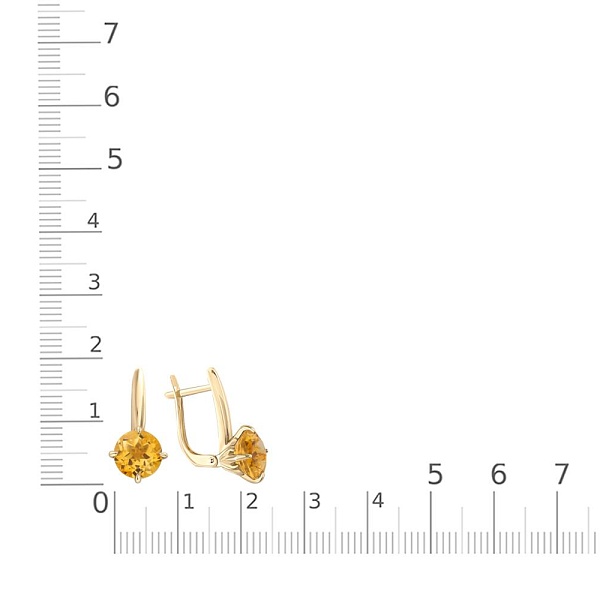 Серьги из жёлтого золота с 2 цитринами