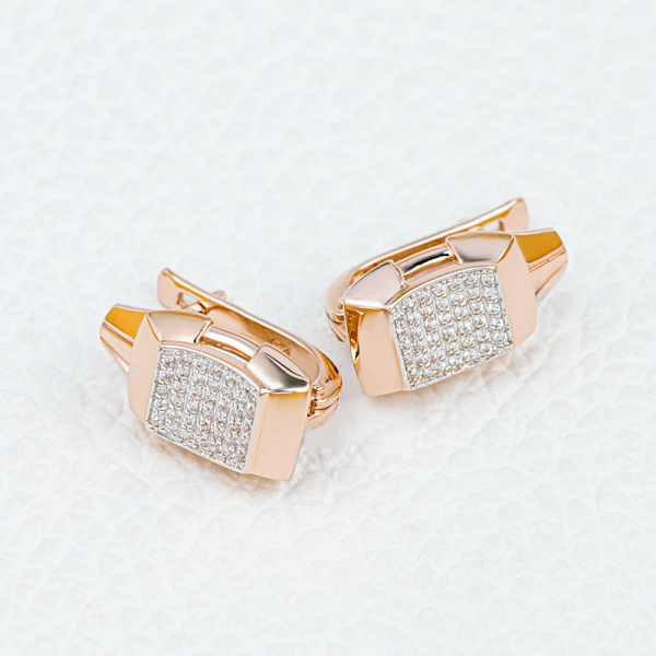 Серьги из красного золота с 80 бриллиантами