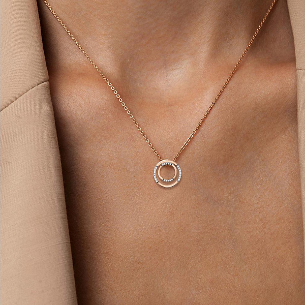 Комплект подвесок Круги из красного золота с 24 выращенными бриллиантами