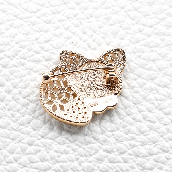 Брошь Лиса из красного золота с 14 фианитами