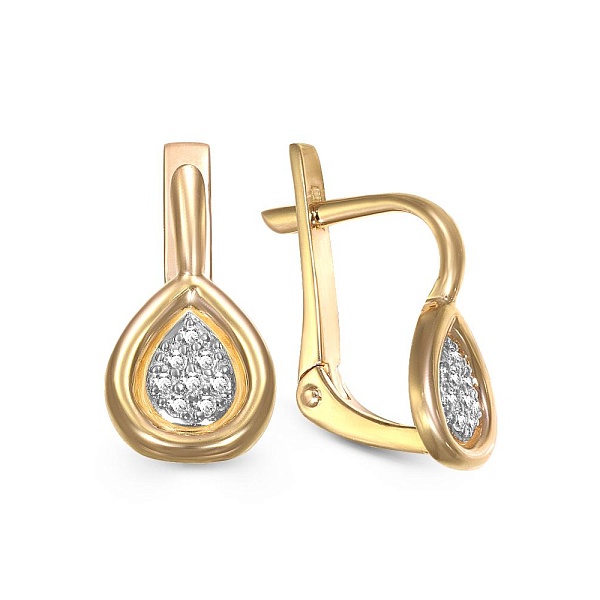 Серьги из жёлтого золота с 16 бриллиантами