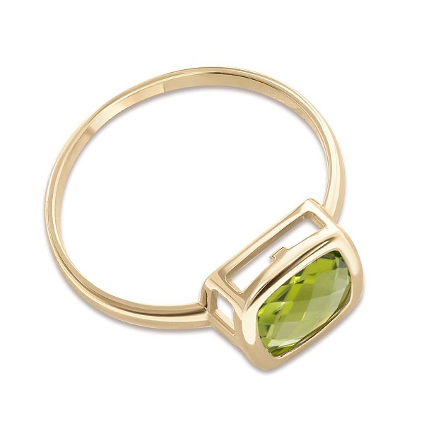 Кольцо из жёлтого золота с хризолитом