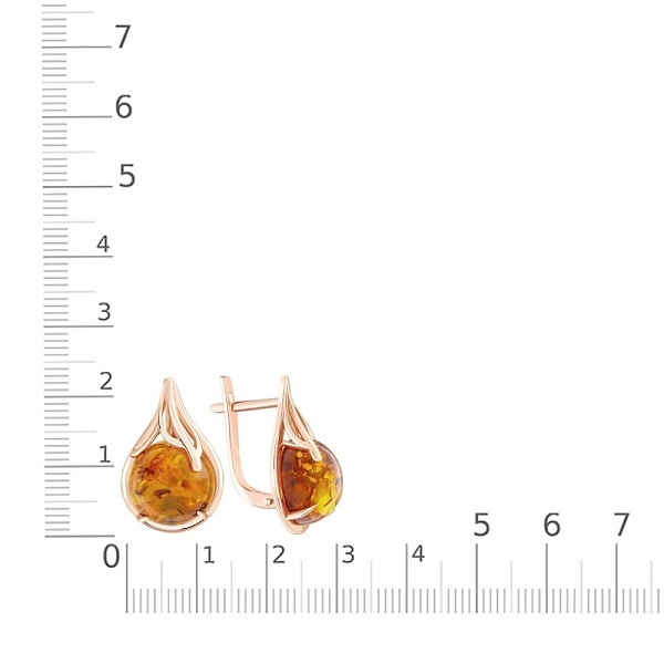 Серьги из красного золота с янтарём