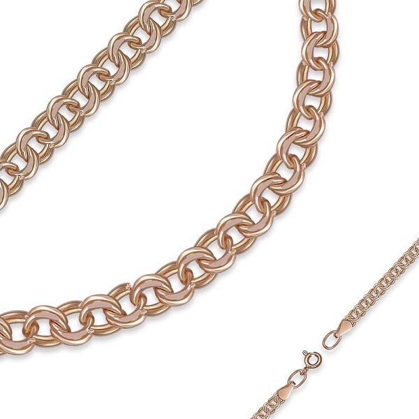 Цепь плетение гарибальди ⌀ нити 0,50 мм  из красного золота