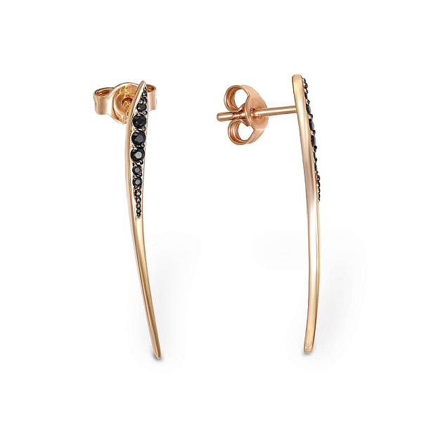 Серьги-пусеты Дорожки из красного золота с 12 фианитами