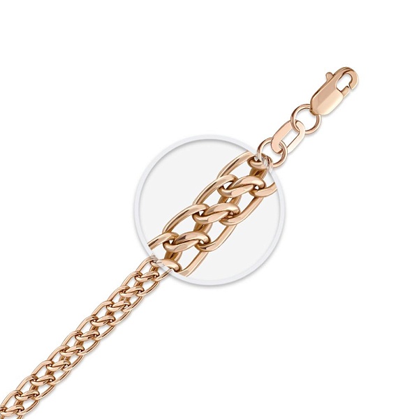 Браслет плетение царь ⌀ нити 0,70 мм  из красного золота без вставок