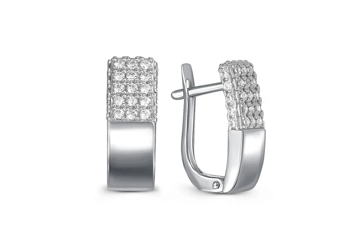 Серьги из белого золота с 56 фианитами