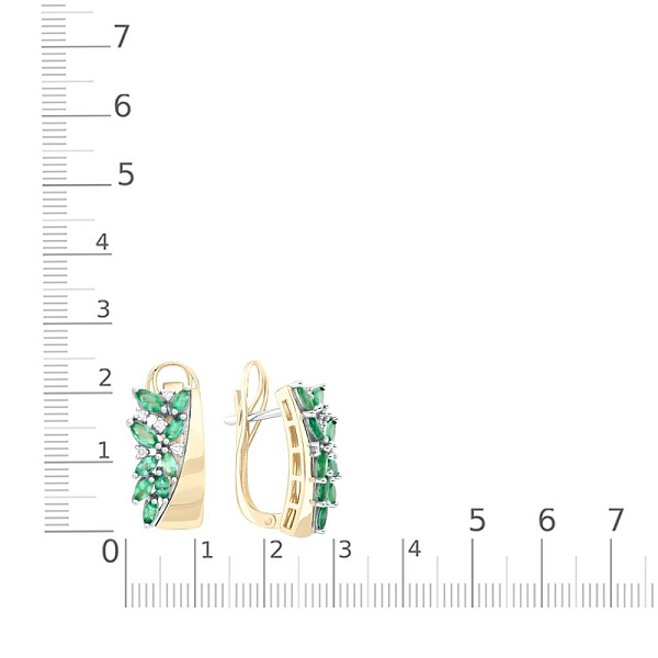 Серьги из жёлтого золота с 18 изумрудами и 10 бриллиантами