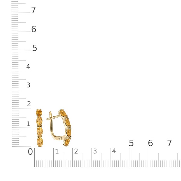 Серьги Дорожки из жёлтого золота с 8 цитринами