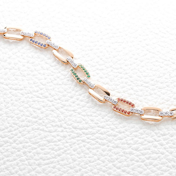 Браслет из красного золота с 60 фианитами