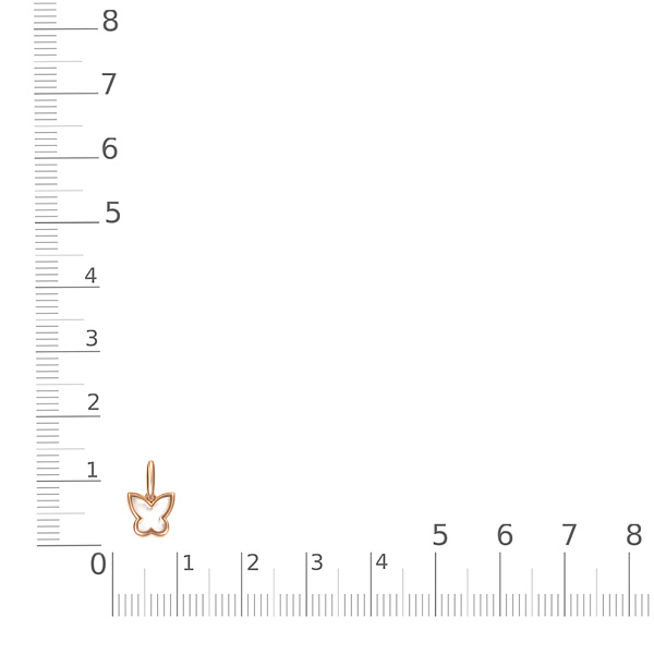Детская подвеска Бабочка из красного золота с перламутром