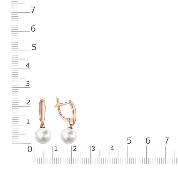 Серьги из красного золота с 2 жемчужинами