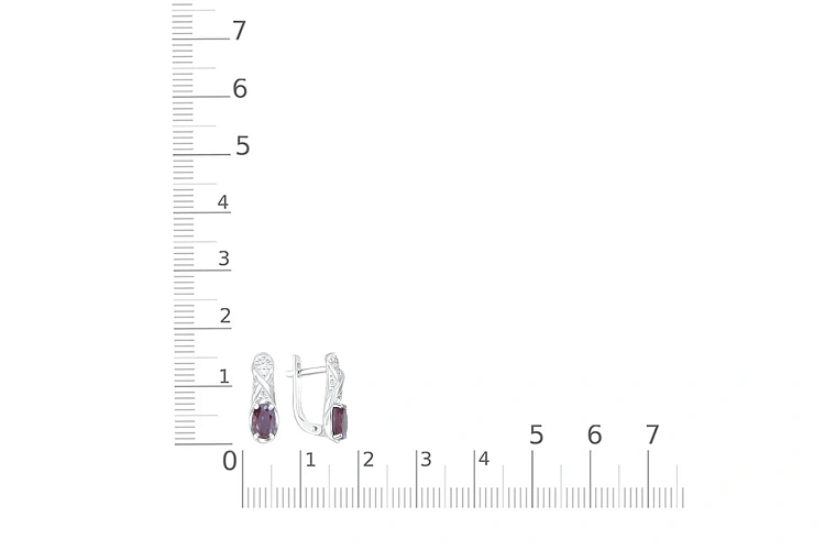 Серьги из белого золота с 2 александритами и 14 фианитами