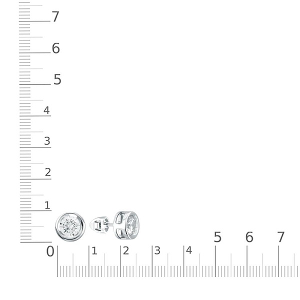 Серьги-пусеты из белого золота с 2 кристаллами swarovski