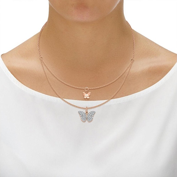 Колье Бабочка из красного золота с 38 фианитами