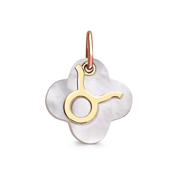 Подвеска Телец из жёлтого золота с перламутром