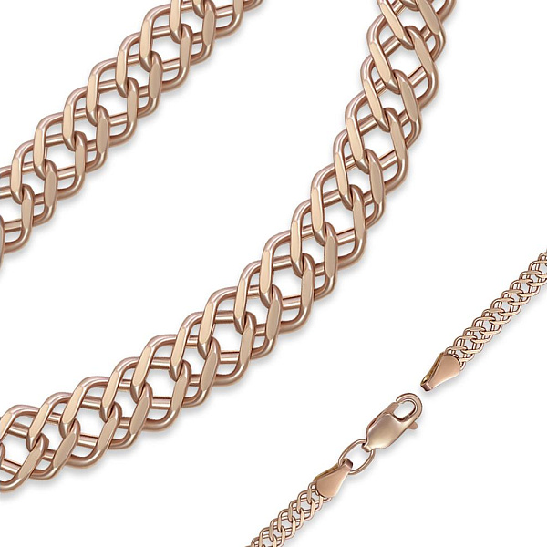 Цепь плетение двойной ромб ⌀ нити 1,0 мм  из красного золота