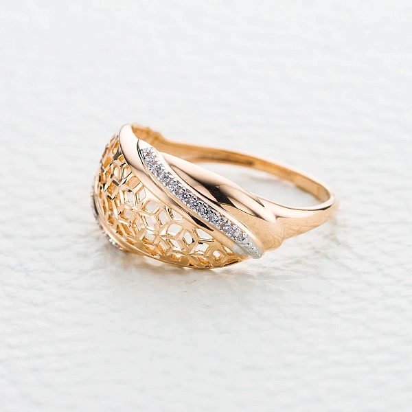 Кольцо Дорожка из красного золота с 22 фианитами