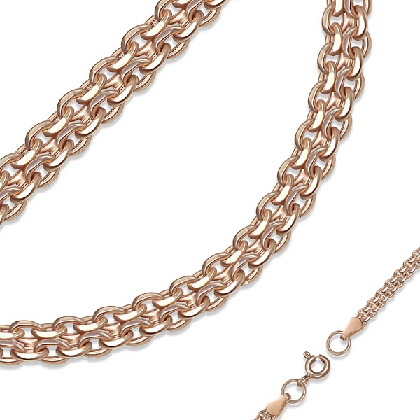 Цепь плетение бисмарк ⌀ нити 0,50 мм  из красного золота