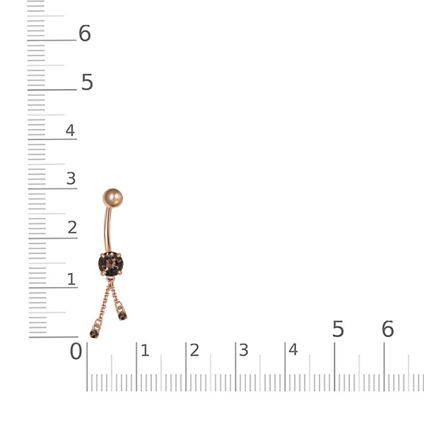 Пирсинг из красного золота с 3 раухтопазами