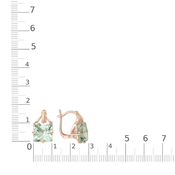 Серьги из красного золота с 2 празиолитами