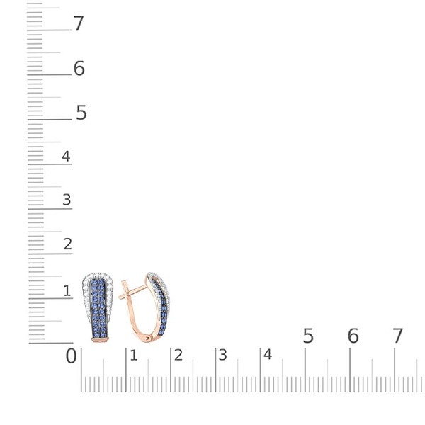 Серьги из красного золота с 40 сапфирами и 38 бриллиантами