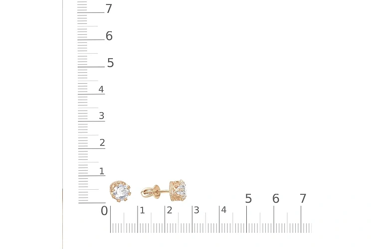 Серьги-пусеты Короны из красного золота с 2 кристаллами swarovski