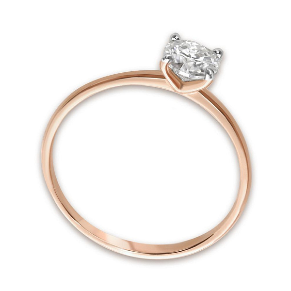 Кольцо из красного золота с муассанитом