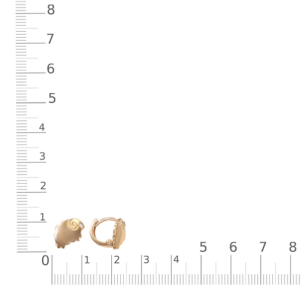 Детские серьги Слоники из красного золота с 2 фианитами