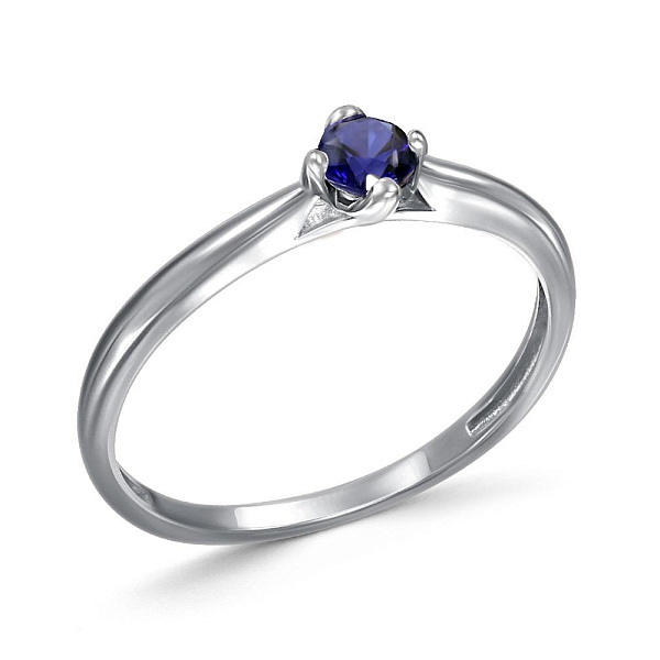 Кольцо из белого золота с корундом