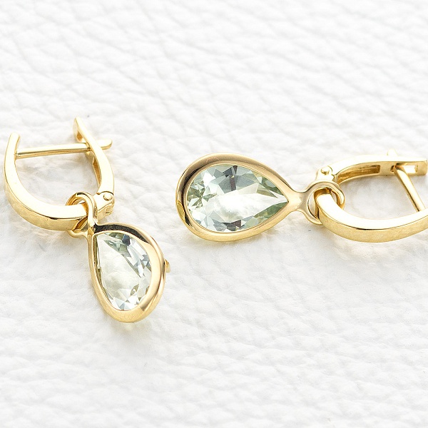 Серьги-трансформеры из жёлтого золота с 2 аметистами