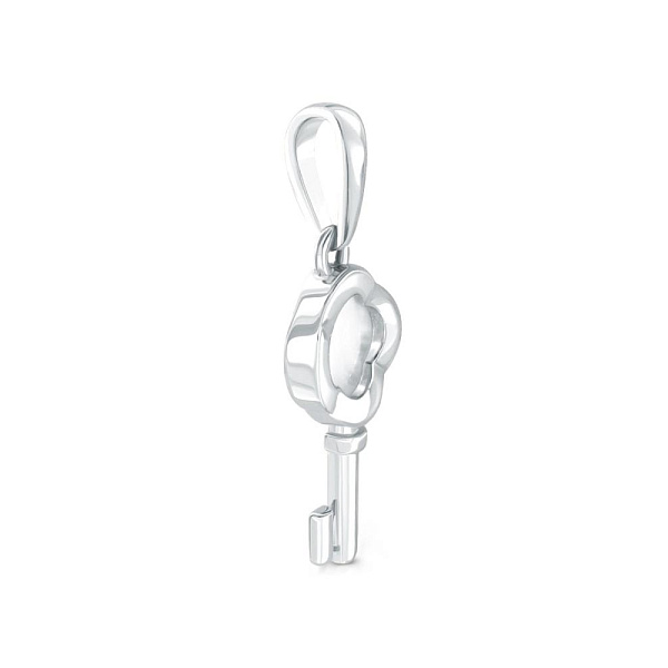 Подвеска Ключик из белого золота с перламутром