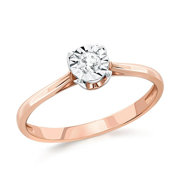 Кольцо из красного золота с бриллиантом