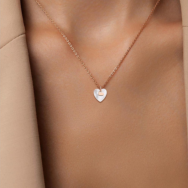 Подвеска Сердце из красного золота с перламутром