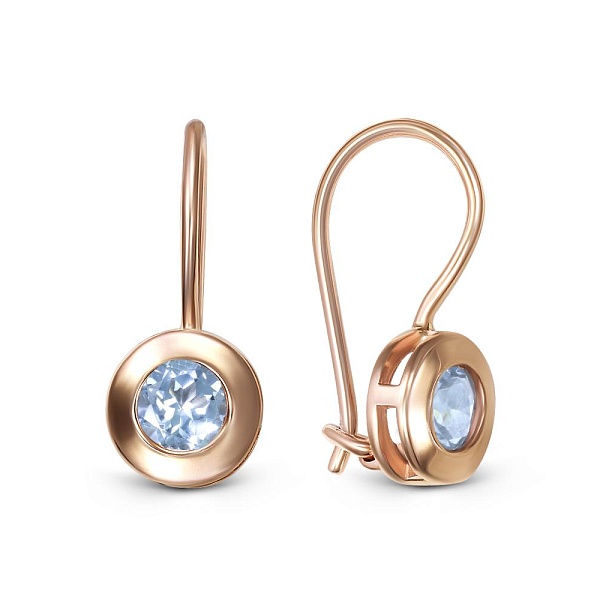 Детские серьги из красного золота с 2 топазами sky