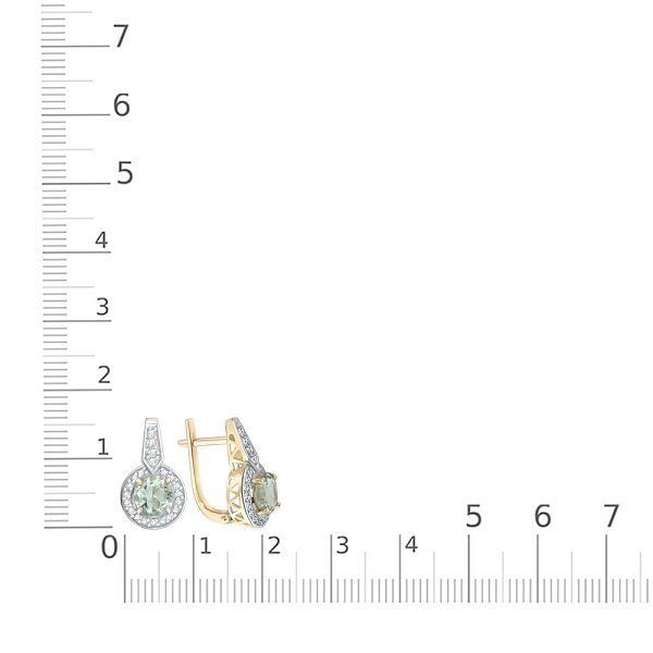 Серьги из жёлтого золота с 2 аметистами и 42 фианитами