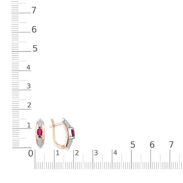 Серьги из красного золота с 2 рубинами и 40 бриллиантами