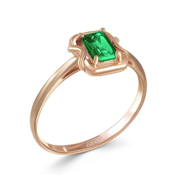 Кольцо из красного золота с изумрудом