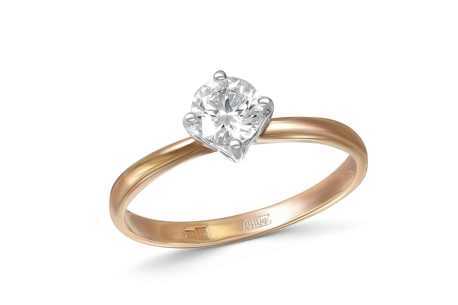 Кольцо из красного золота с кристаллом swarovski