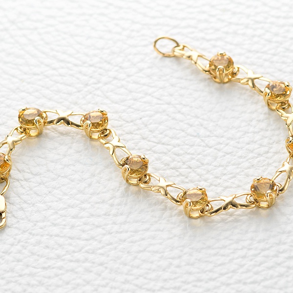Браслет Дорожка из жёлтого золота с 10 цитринами