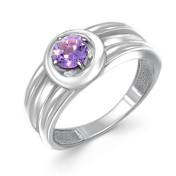 Кольцо из белого золота с аметистом